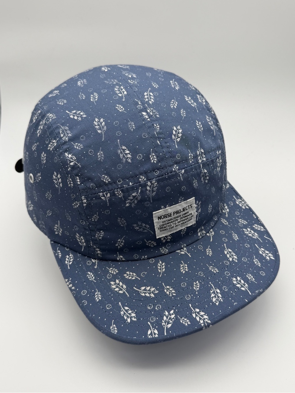 Norse Projects Floral 5 Panel Camp Cap Hat Mens Womens One Size Blue White
